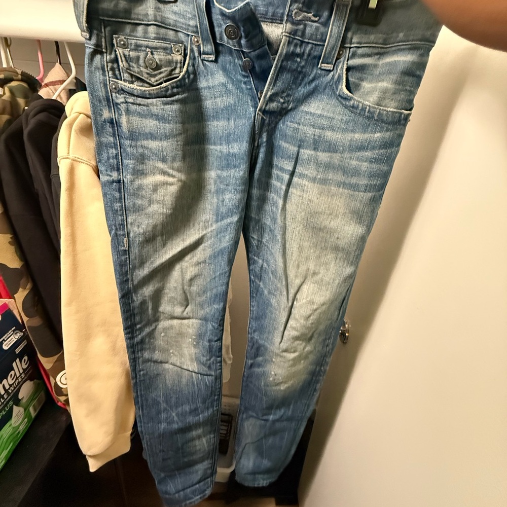 True Religion Men's Light Blue Straight Leg Jeans